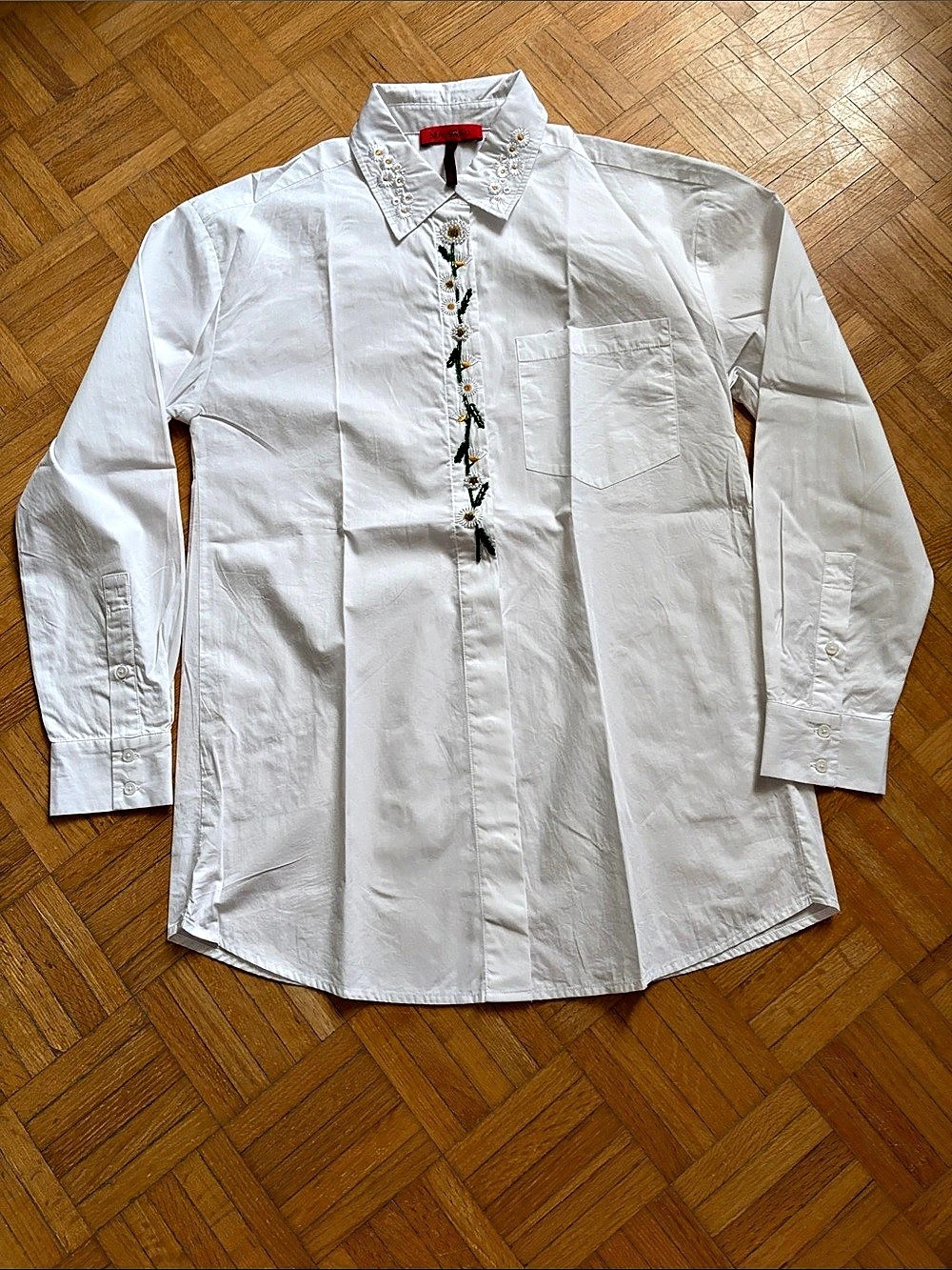 MAX&Co. White Embroidered Button Down Shirt